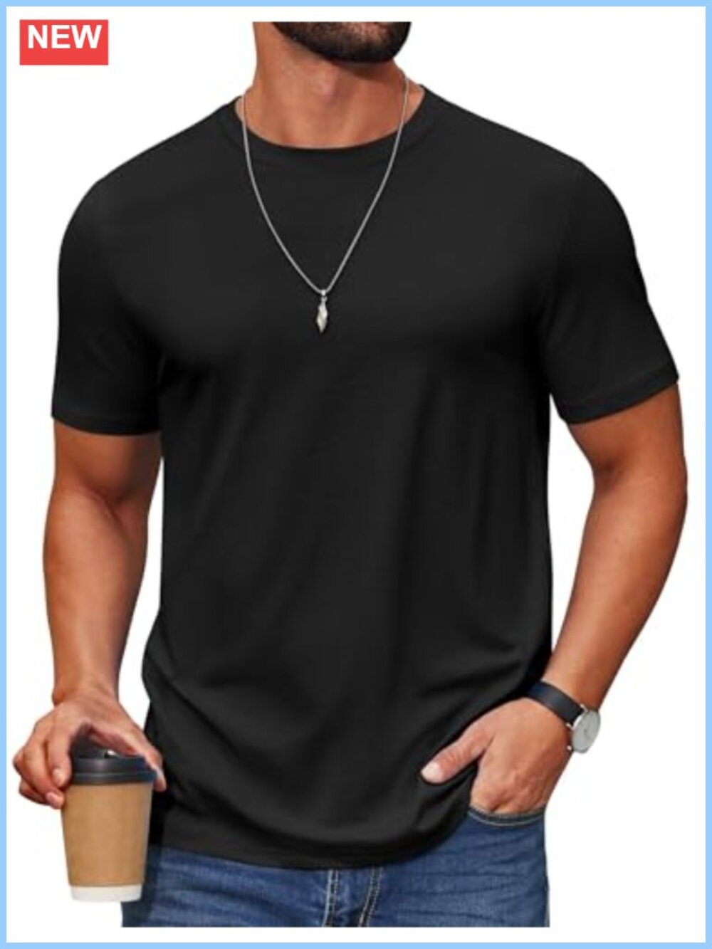 Men's Cotton Blend Short Sleeve T-Shirt Crew Neck Casual Summer Basic Tee